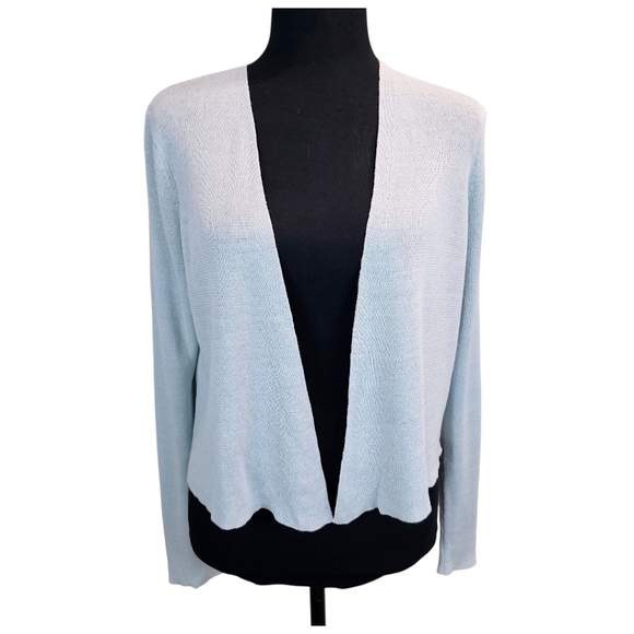 Eileen Fisher Womens Organic Linen Blend Open Front K It Cardigan XS Light Blue - Picture 4 of 13